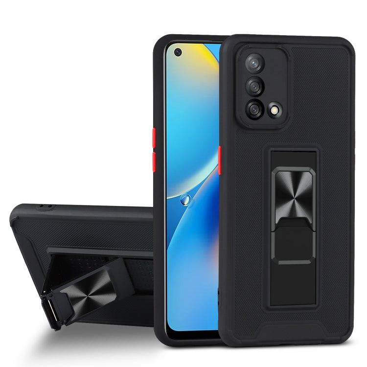 For OPPO A74 4G Dual-color Skin Feel TPU + PC Magnetic Shockproof Case with Invisible Holder