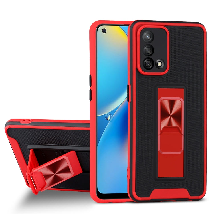 For OPPO A74 4G Dual-color Skin Feel TPU + PC Magnetic Shockproof Case with Invisible Holder