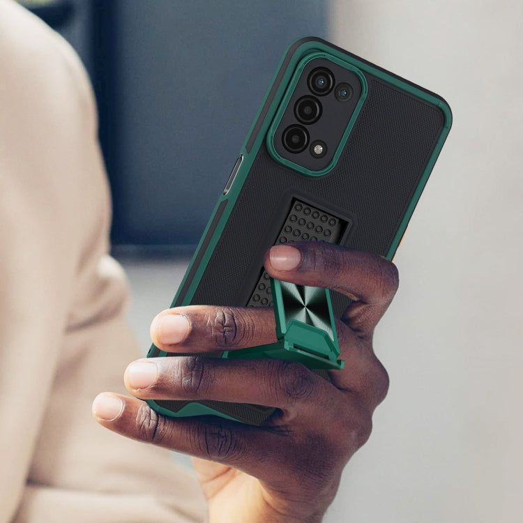 For OPPO A74 5G Dual-color Skin Feel TPU + PC Magnetic Shockproof Case with Invisible Holder