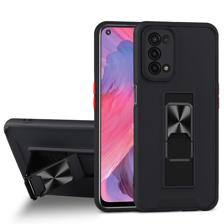 For OPPO A74 5G Dual-color Skin Feel TPU + PC Magnetic Shockproof Case with Invisible Holder