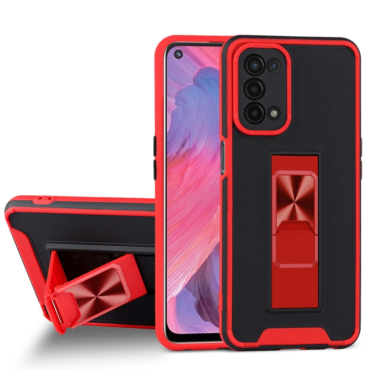 For OPPO A74 5G Dual-color Skin Feel TPU + PC Magnetic Shockproof Case with Invisible Holder