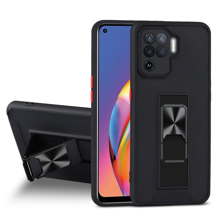 For OPPO A94 Dual-color Skin Feel TPU + PC Magnetic Shockproof Case with Invisible Holder