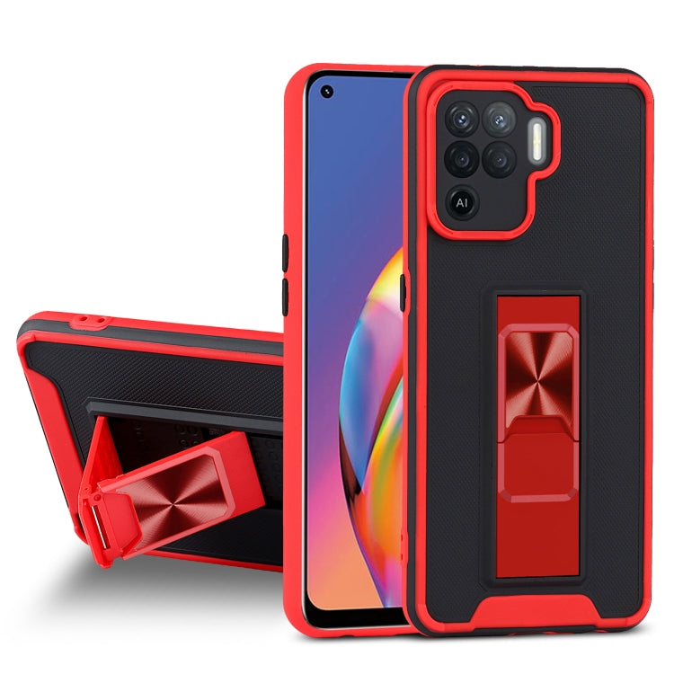 For OPPO A94 Dual-color Skin Feel TPU + PC Magnetic Shockproof Case with Invisible Holder