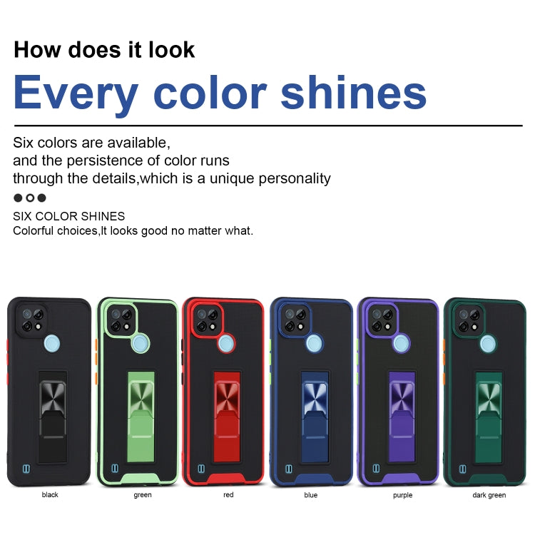 For OPPO Realme C21 Dual-color Skin Feel TPU + PC Magnetic Shockproof Case with Invisible Holder