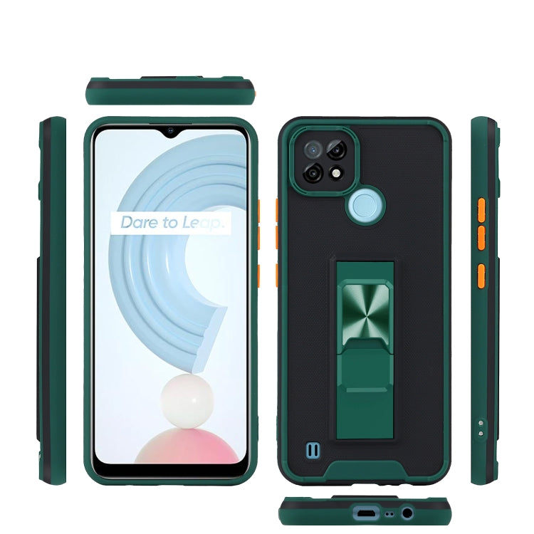 For OPPO Realme C21 Dual-color Skin Feel TPU + PC Magnetic Shockproof Case with Invisible Holder