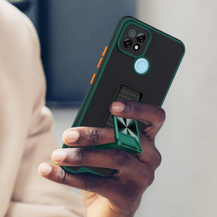 For OPPO Realme C21 Dual-color Skin Feel TPU + PC Magnetic Shockproof Case with Invisible Holder