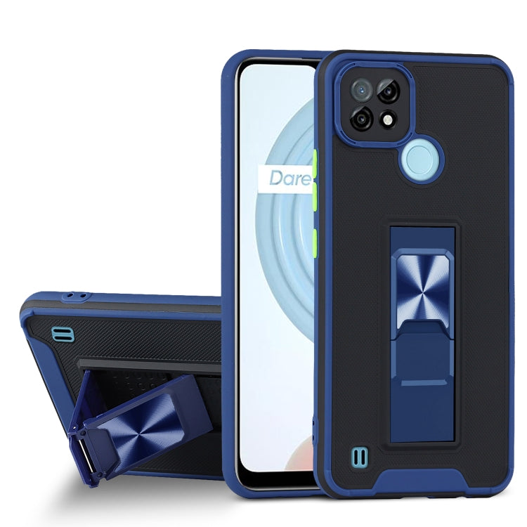 For OPPO Realme C21 Dual-color Skin Feel TPU + PC Magnetic Shockproof Case with Invisible Holder