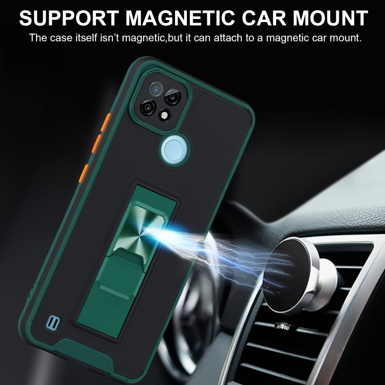 For OPPO Realme C21 Dual-color Skin Feel TPU + PC Magnetic Shockproof Case with Invisible Holder