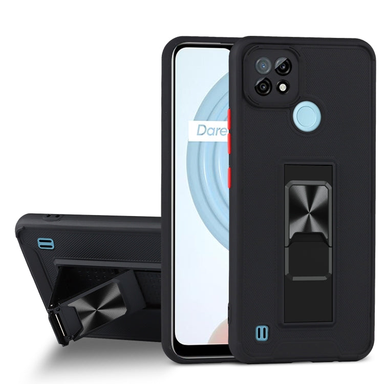 For OPPO Realme C21 Dual-color Skin Feel TPU + PC Magnetic Shockproof Case with Invisible Holder