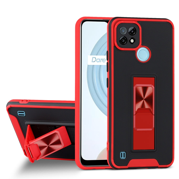 For OPPO Realme C21 Dual-color Skin Feel TPU + PC Magnetic Shockproof Case with Invisible Holder