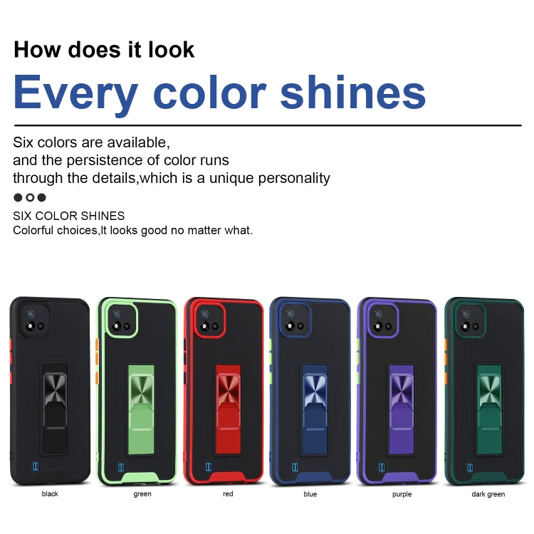 For OPPO Realme C20 Dual-color Skin Feel TPU + PC Magnetic Shockproof Case with Invisible Holder
