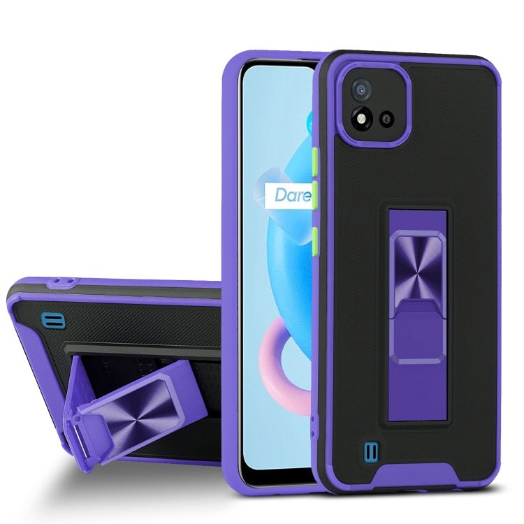 For OPPO Realme C20 Dual-color Skin Feel TPU + PC Magnetic Shockproof Case with Invisible Holder