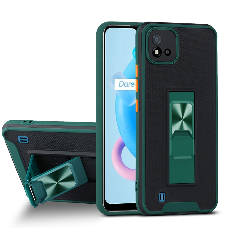 For OPPO Realme C20 Dual-color Skin Feel TPU + PC Magnetic Shockproof Case with Invisible Holder