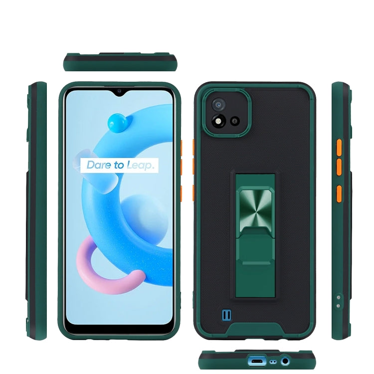For OPPO Realme C20 Dual-color Skin Feel TPU + PC Magnetic Shockproof Case with Invisible Holder