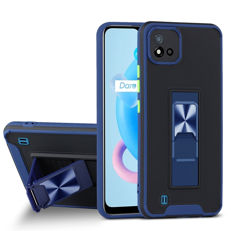 For OPPO Realme C20 Dual-color Skin Feel TPU + PC Magnetic Shockproof Case with Invisible Holder