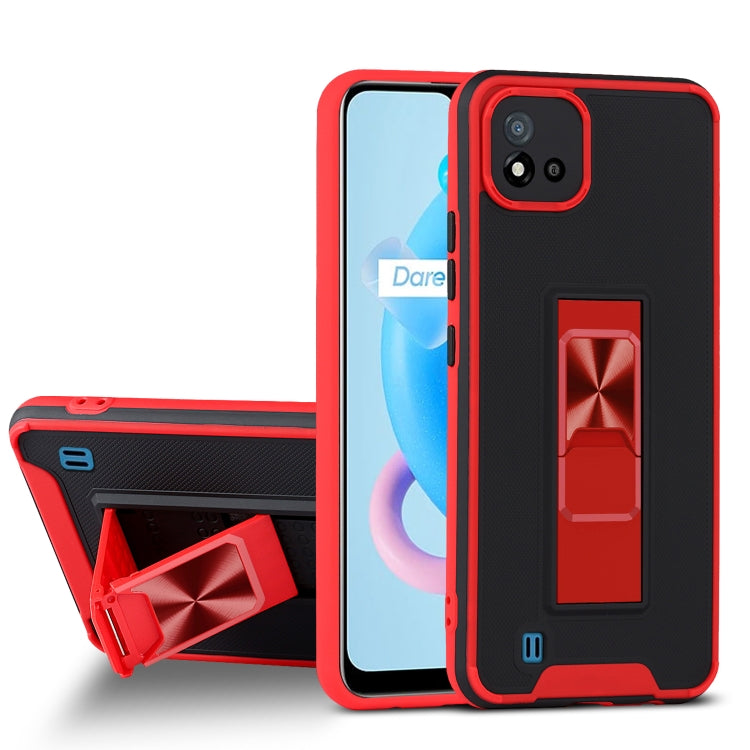 For OPPO Realme C20 Dual-color Skin Feel TPU + PC Magnetic Shockproof Case with Invisible Holder