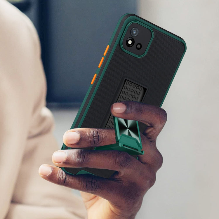 For OPPO Realme C20 Dual-color Skin Feel TPU + PC Magnetic Shockproof Case with Invisible Holder