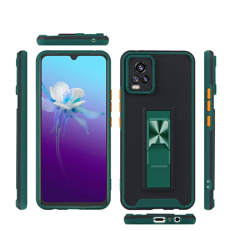 For vivo V20 Dual-color Skin Feel TPU + PC Magnetic Shockproof Case with Invisible Holder