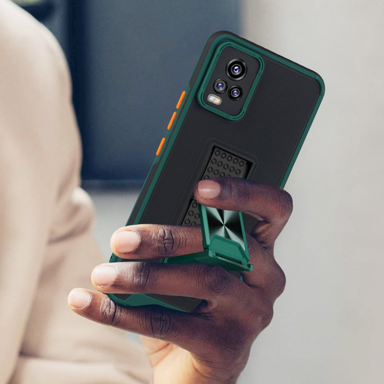 For vivo V20 Dual-color Skin Feel TPU + PC Magnetic Shockproof Case with Invisible Holder