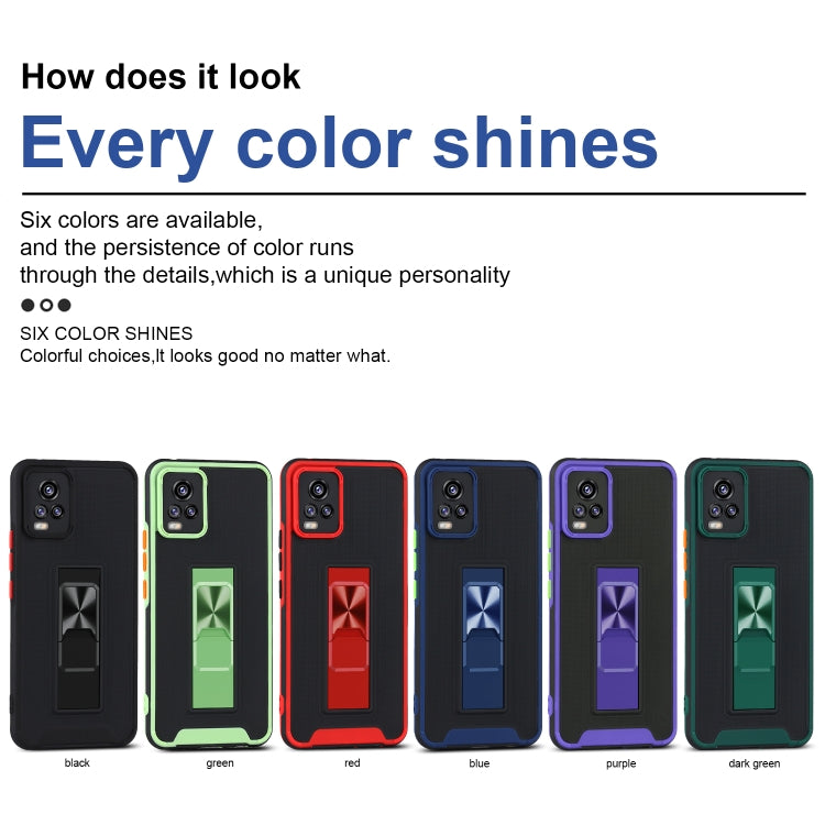 For vivo V20 Dual-color Skin Feel TPU + PC Magnetic Shockproof Case with Invisible Holder