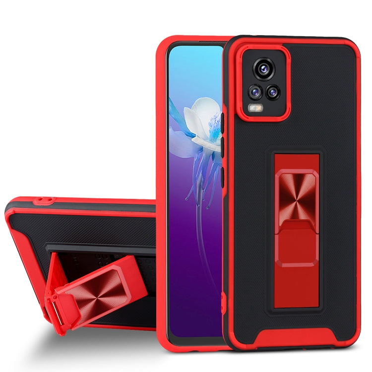For vivo V20 Dual-color Skin Feel TPU + PC Magnetic Shockproof Case with Invisible Holder