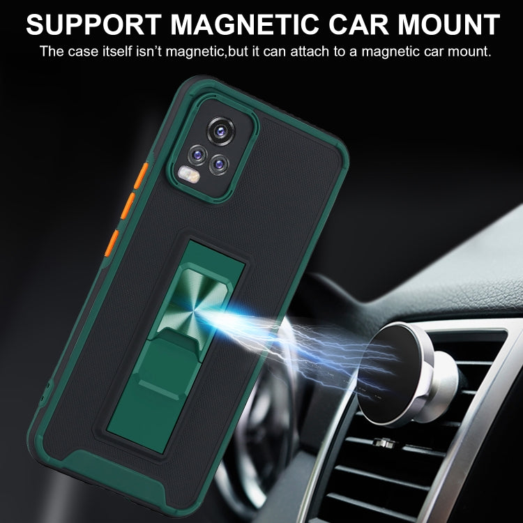 For vivo V20 Pro Dual-color Skin Feel TPU + PC Magnetic Shockproof Case with Invisible Holder
