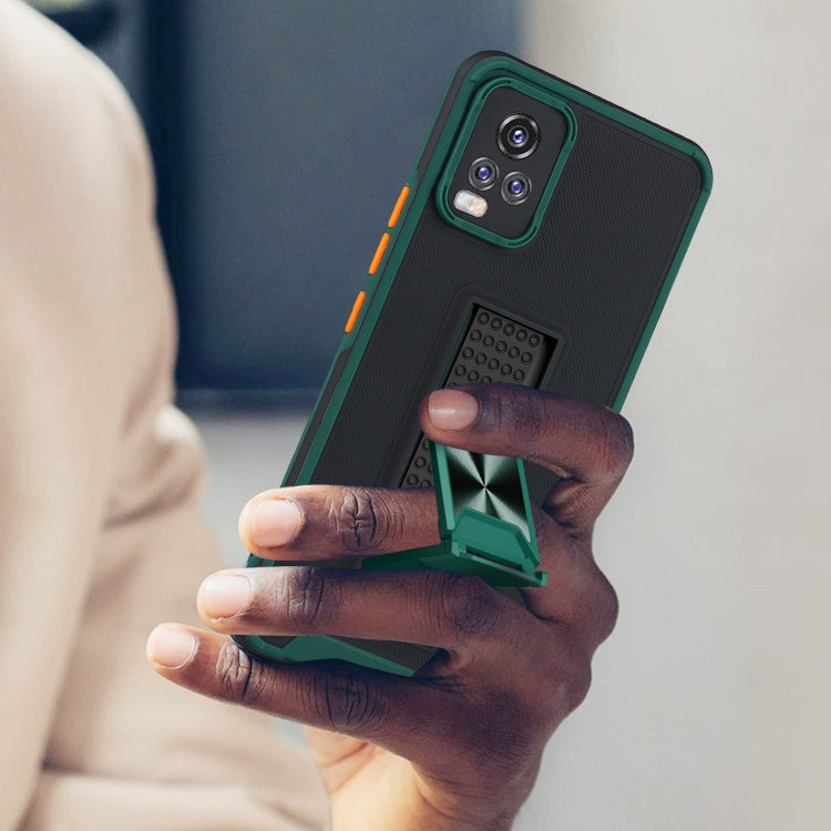 For vivo V20 Pro Dual-color Skin Feel TPU + PC Magnetic Shockproof Case with Invisible Holder