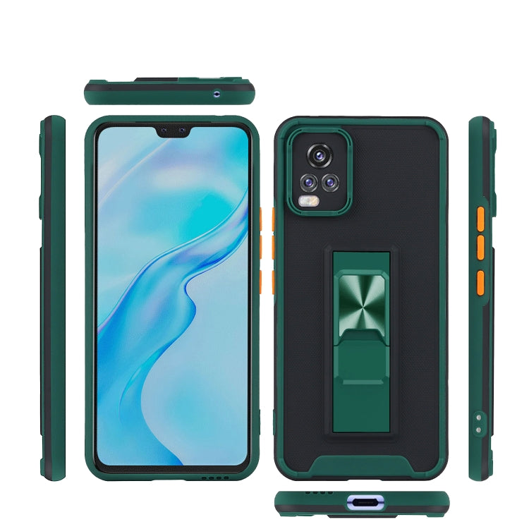 For vivo V20 Pro Dual-color Skin Feel TPU + PC Magnetic Shockproof Case with Invisible Holder