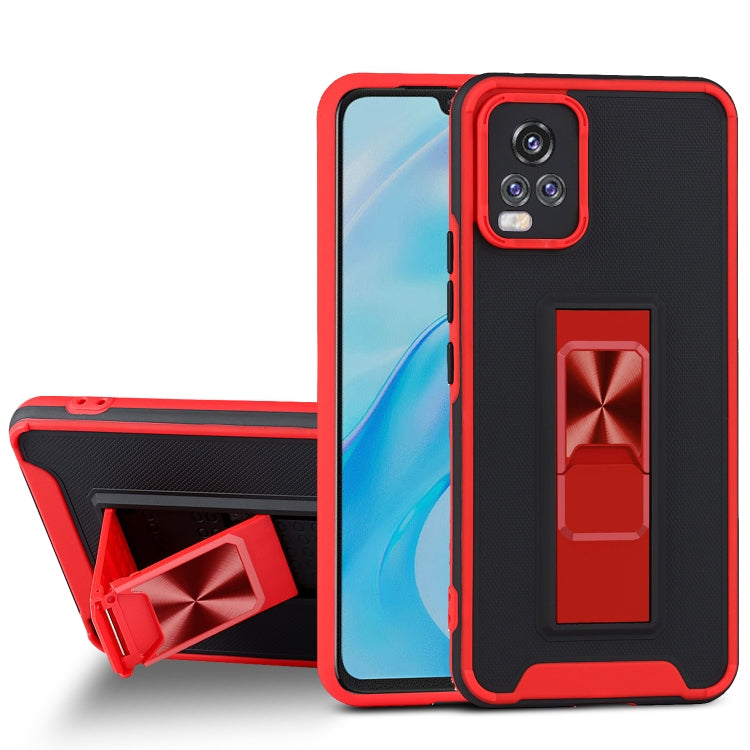 For vivo V20 Pro Dual-color Skin Feel TPU + PC Magnetic Shockproof Case with Invisible Holder