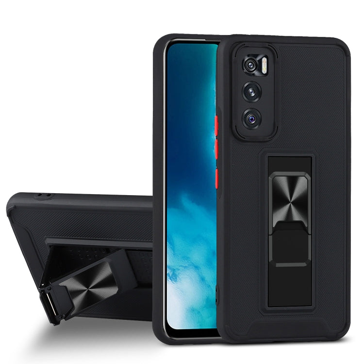For vivo V20 SE Dual-color Skin Feel TPU + PC Magnetic Shockproof Case with Invisible Holder