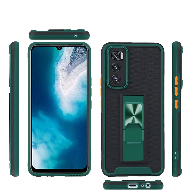 For vivo V20 SE Dual-color Skin Feel TPU + PC Magnetic Shockproof Case with Invisible Holder