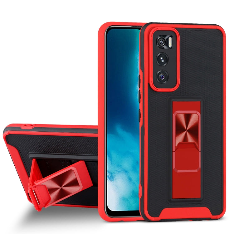 For vivo V20 SE Dual-color Skin Feel TPU + PC Magnetic Shockproof Case with Invisible Holder