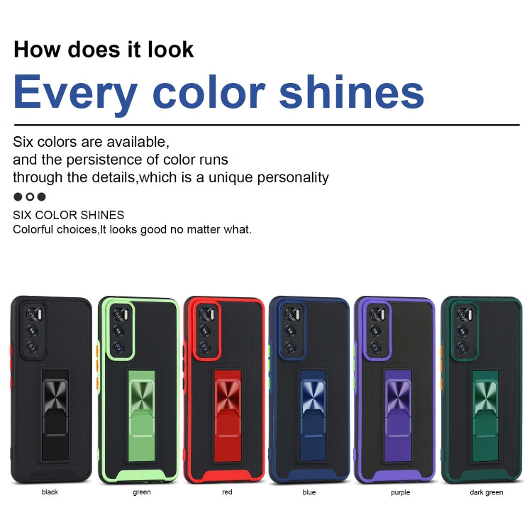 For vivo V20 SE Dual-color Skin Feel TPU + PC Magnetic Shockproof Case with Invisible Holder