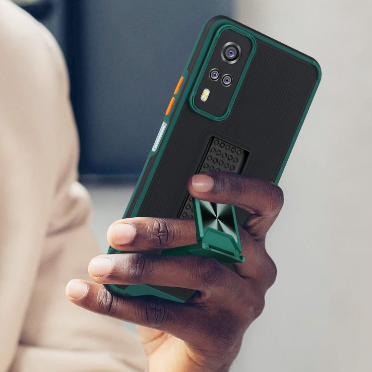 For vivo Y51 (2020, December) Dual-color Skin Feel TPU + PC Magnetic Shockproof Case with Invisible Holder