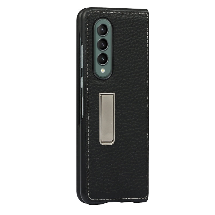 For Samsung Galaxy Z Fold3 5G Lychee Texture Leather Protective Case with Holder