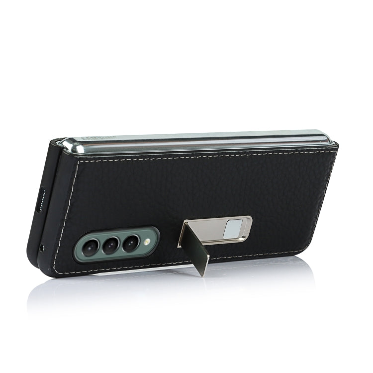 For Samsung Galaxy Z Fold3 5G Lychee Texture Leather Protective Case with Holder