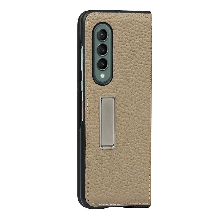 For Samsung Galaxy Z Fold3 5G Lychee Texture Leather Protective Case with Holder