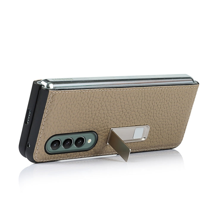 For Samsung Galaxy Z Fold3 5G Lychee Texture Leather Protective Case with Holder