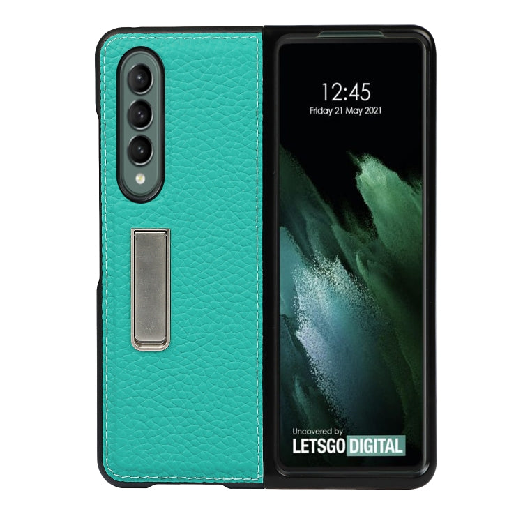 For Samsung Galaxy Z Fold3 5G Lychee Texture Leather Protective Case with Holder