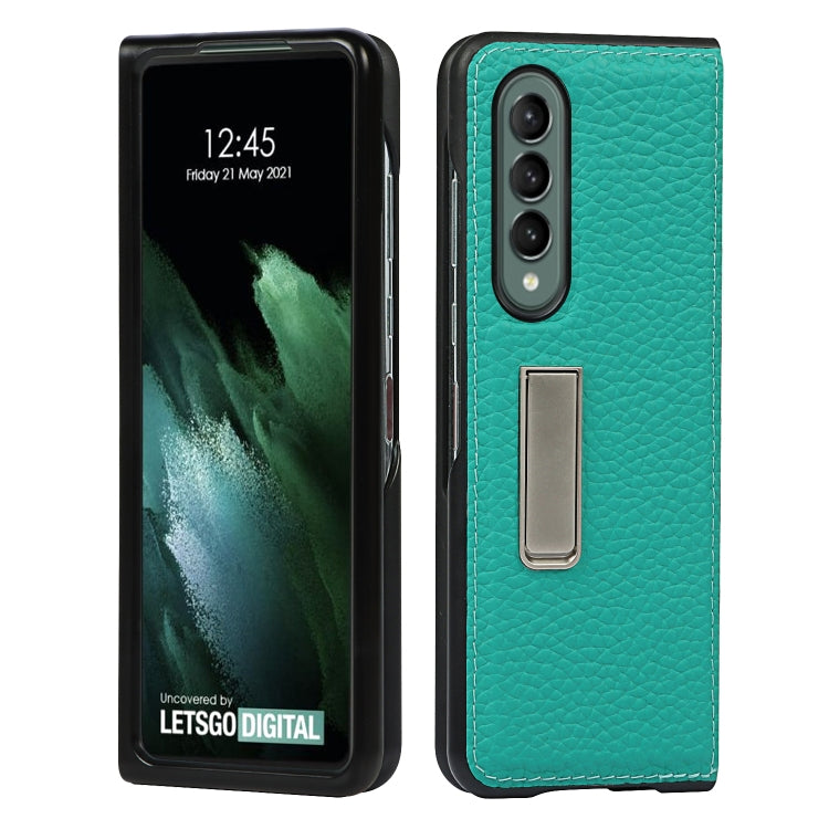 For Samsung Galaxy Z Fold3 5G Lychee Texture Leather Protective Case with Holder