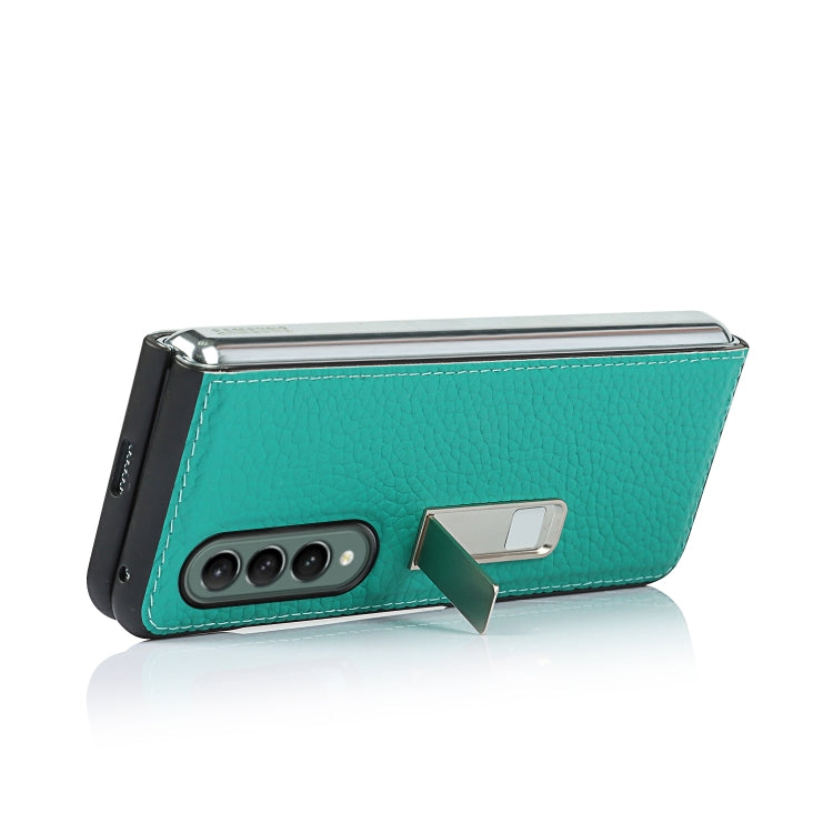 For Samsung Galaxy Z Fold3 5G Lychee Texture Leather Protective Case with Holder