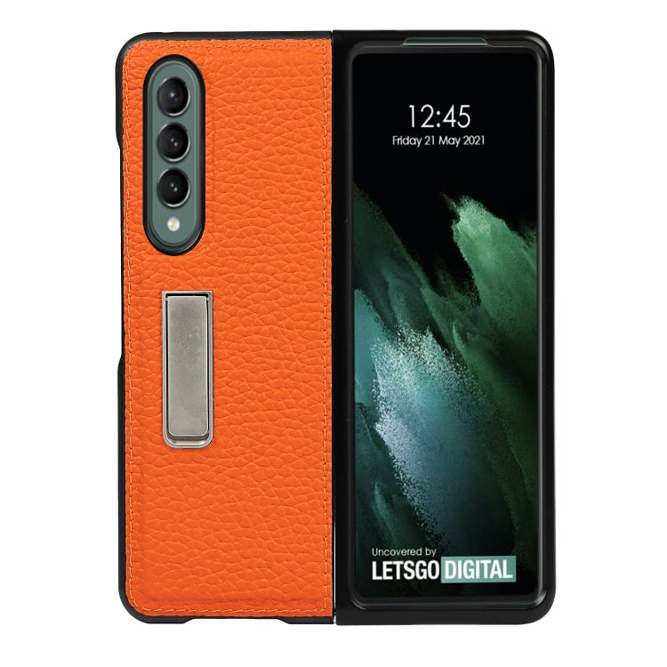 For Samsung Galaxy Z Fold3 5G Lychee Texture Leather Protective Case with Holder