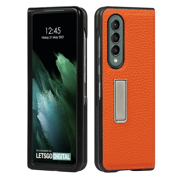 For Samsung Galaxy Z Fold3 5G Lychee Texture Leather Protective Case with Holder