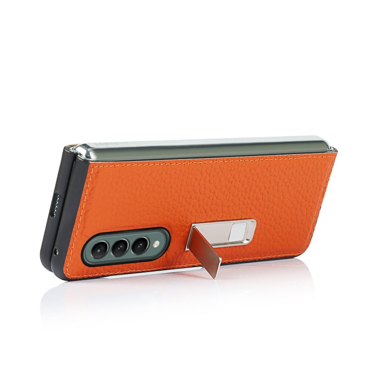 For Samsung Galaxy Z Fold3 5G Lychee Texture Leather Protective Case with Holder