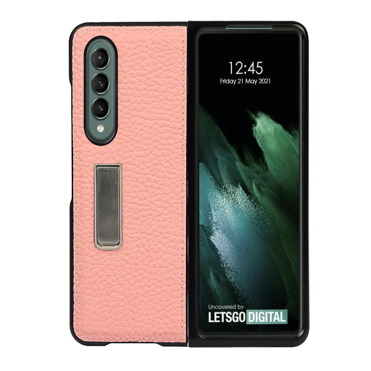 For Samsung Galaxy Z Fold3 5G Lychee Texture Leather Protective Case with Holder