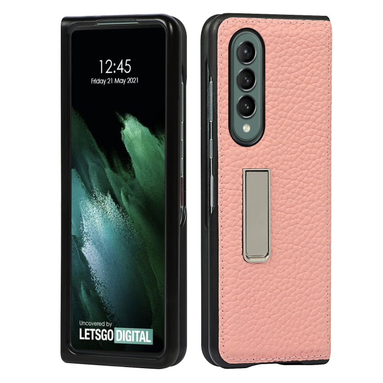 For Samsung Galaxy Z Fold3 5G Lychee Texture Leather Protective Case with Holder