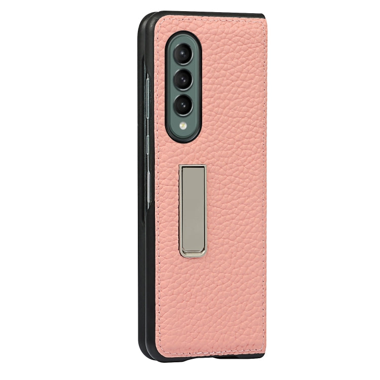 For Samsung Galaxy Z Fold3 5G Lychee Texture Leather Protective Case with Holder