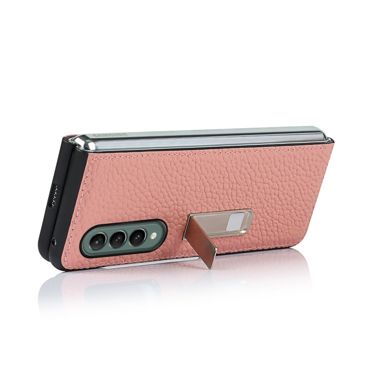 For Samsung Galaxy Z Fold3 5G Lychee Texture Leather Protective Case with Holder