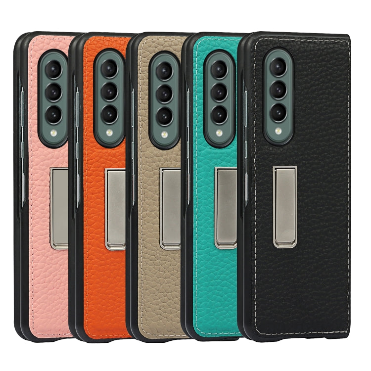 For Samsung Galaxy Z Fold3 5G Lychee Texture Leather Protective Case with Holder
