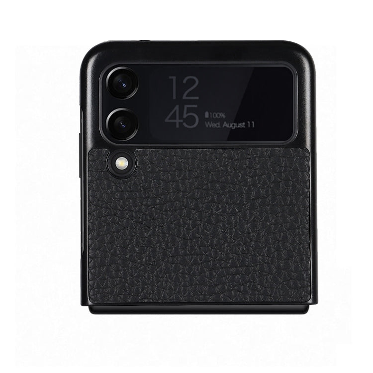 For Samsung Galaxy Z Flip3 5G Lychee Texture Leather Protective Case with Holder